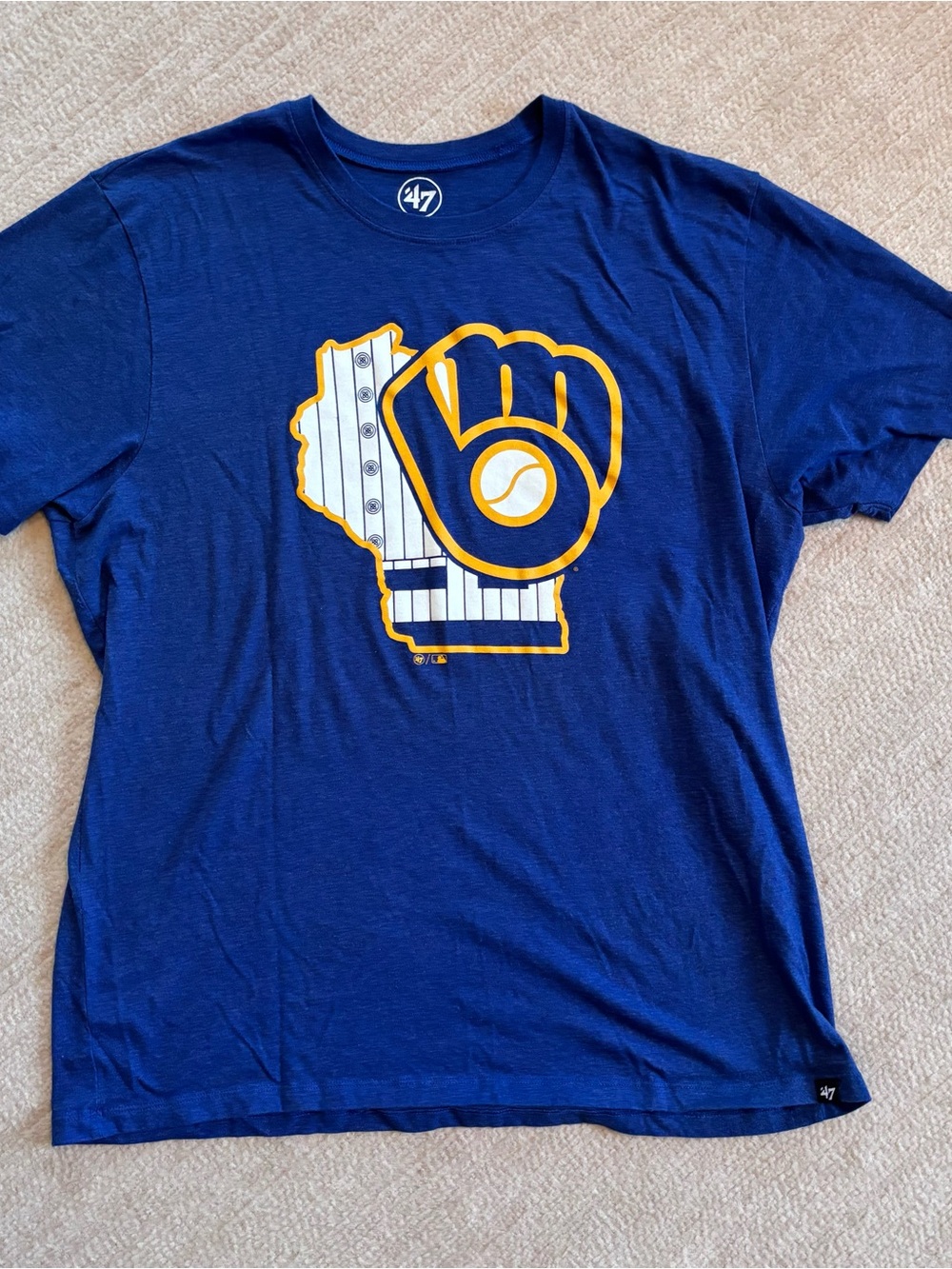 '47 Brand MLB Milwaukee Brewers Royal Blue Short Sleeve Logo Tee